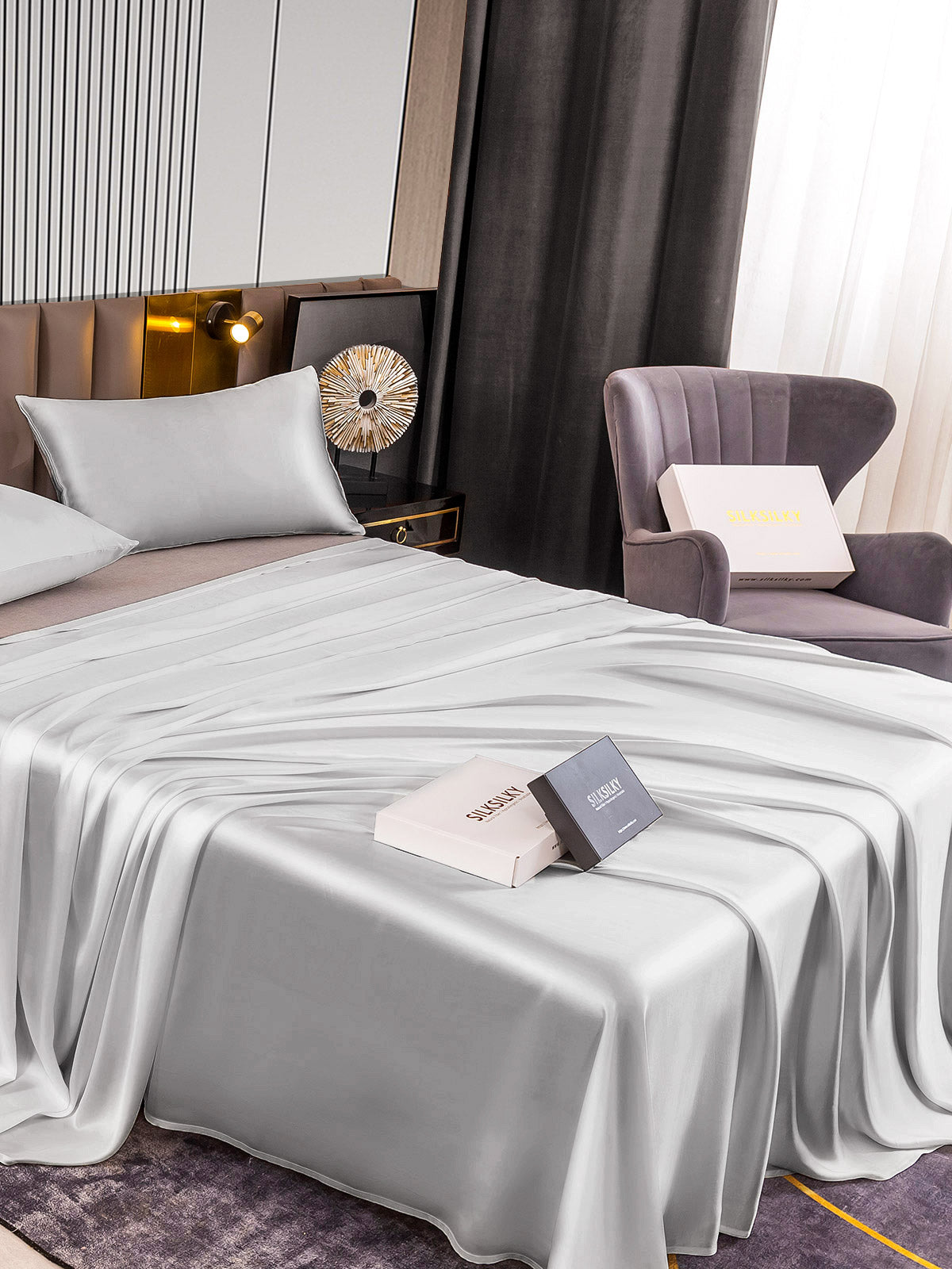 [Silver] SilkSilky-AU 22Momme Pure Silk Bedding Set 004