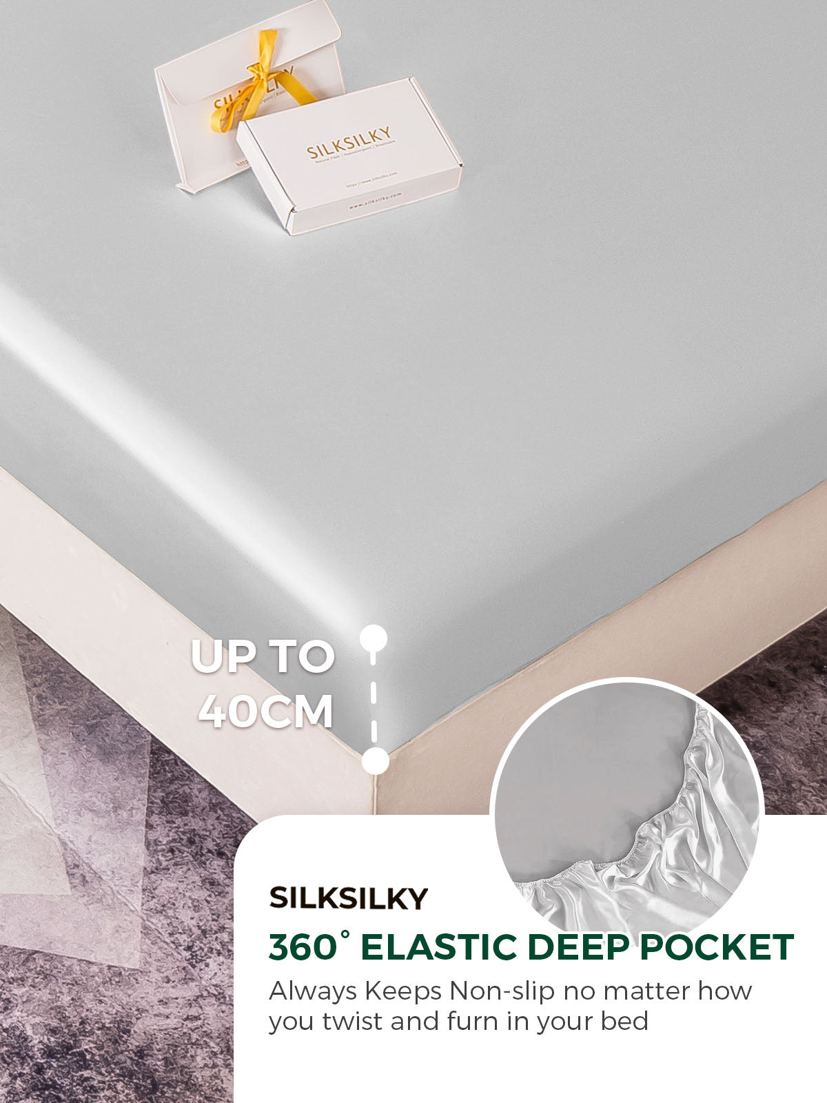 [Silver] SilkSilky-AU 22Momme Pure Silk Bedding Set 004