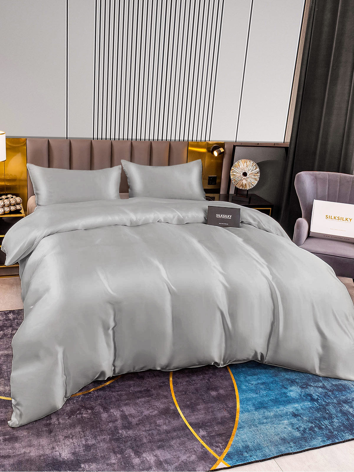 [Silver] SilkSilky-AU 22Momme Pure Silk Bedding Set 004