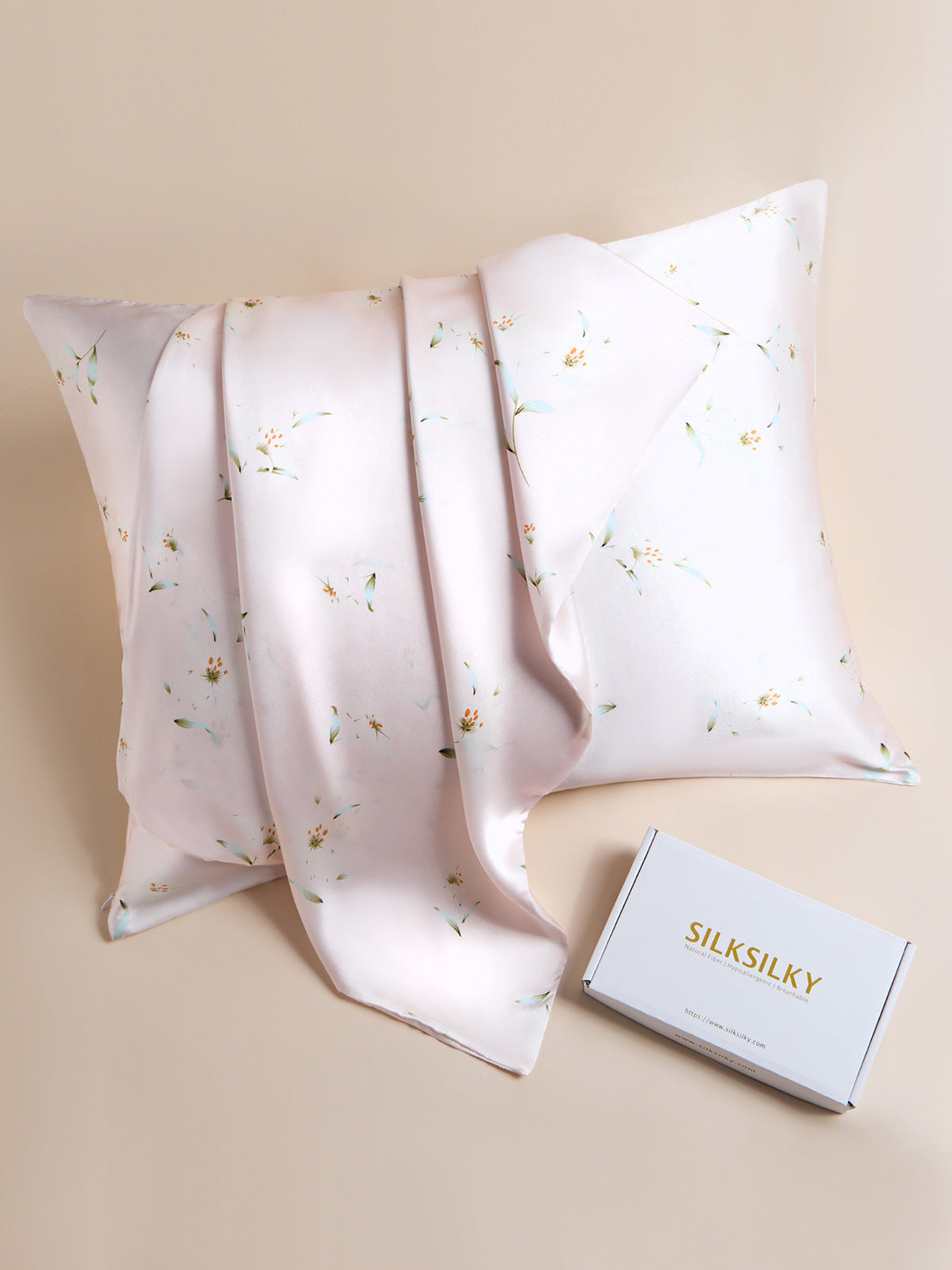 19Momme 100% Mulberry Silk Pillowcase - Snowbud Lily