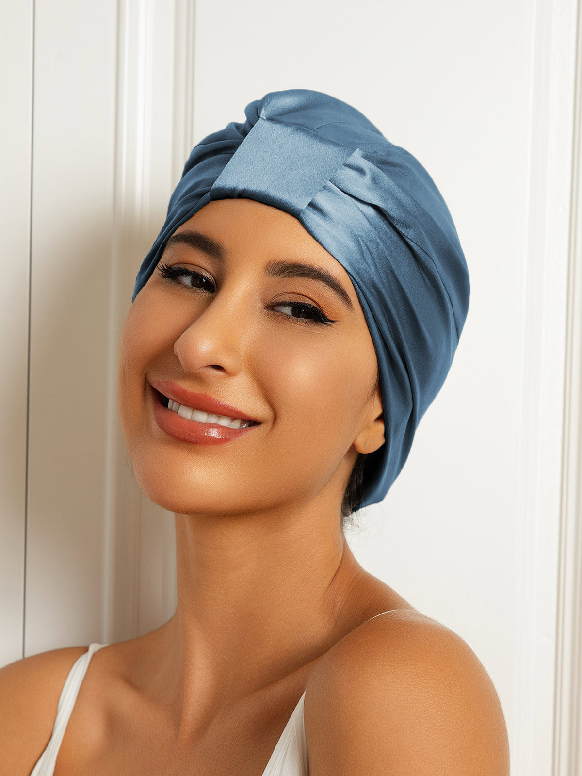 [Steel Blue] SilkSilky-AU Pure Silk Sleep Cap 001