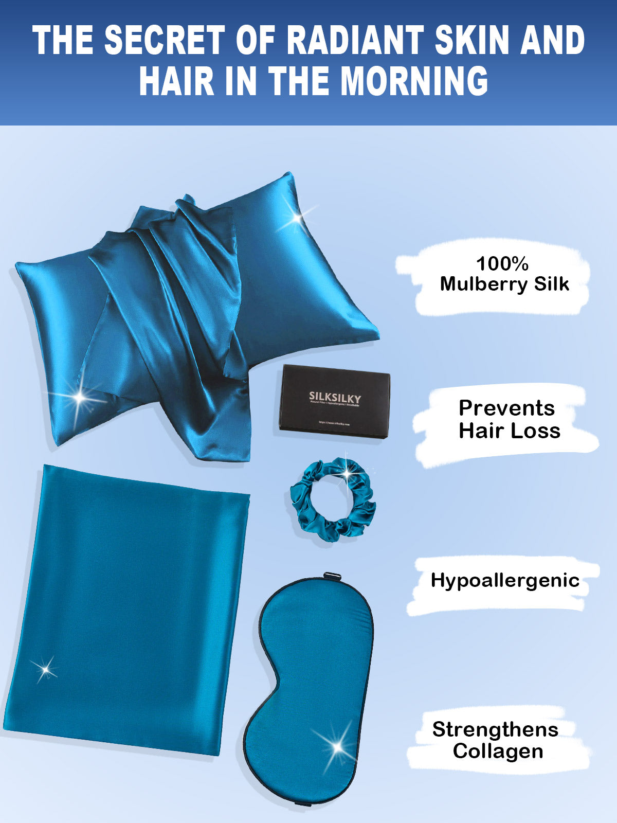 [Teal] SilkSilky-AU 19Momme Pure Silk Pillowcase Set 002