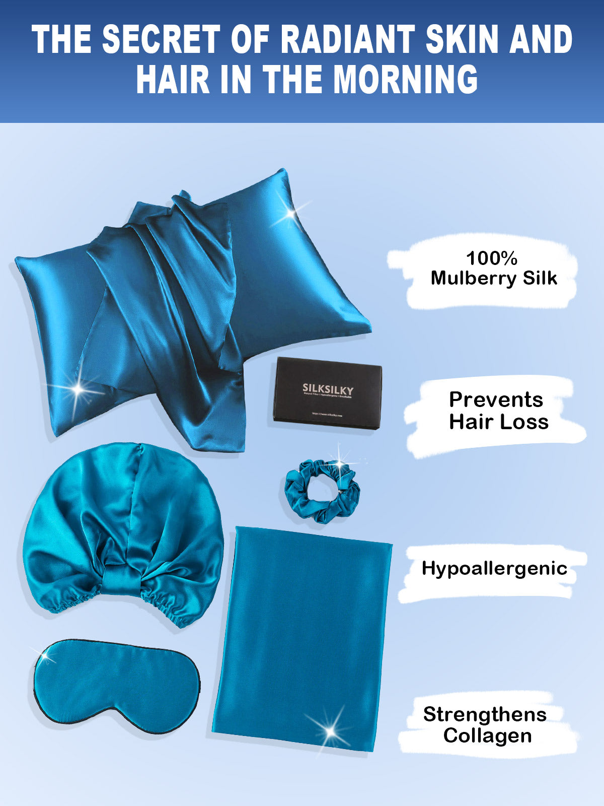 [Teal] SilkSilky-AU 19Momme Pure Silk Pillowcase Set 002