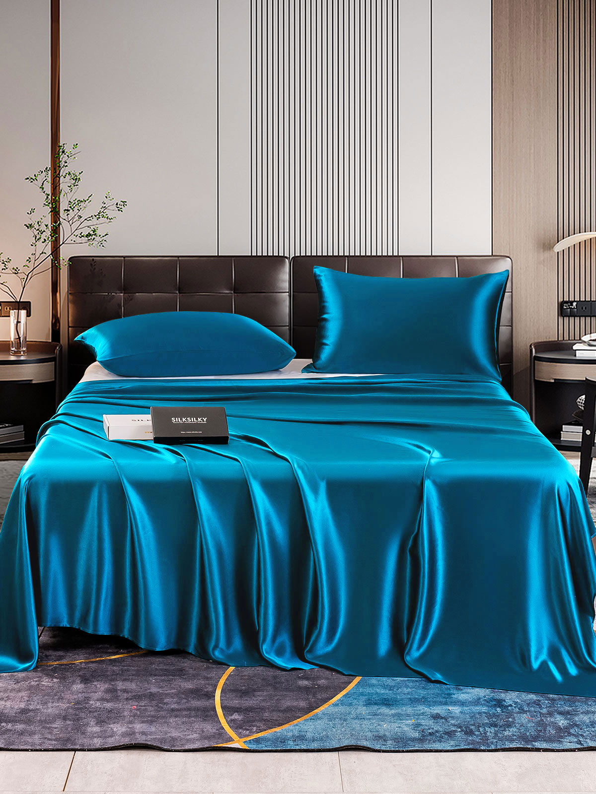 [Teal] SilkSilky-AU 22Momme Pure Silk Bedding Set 001