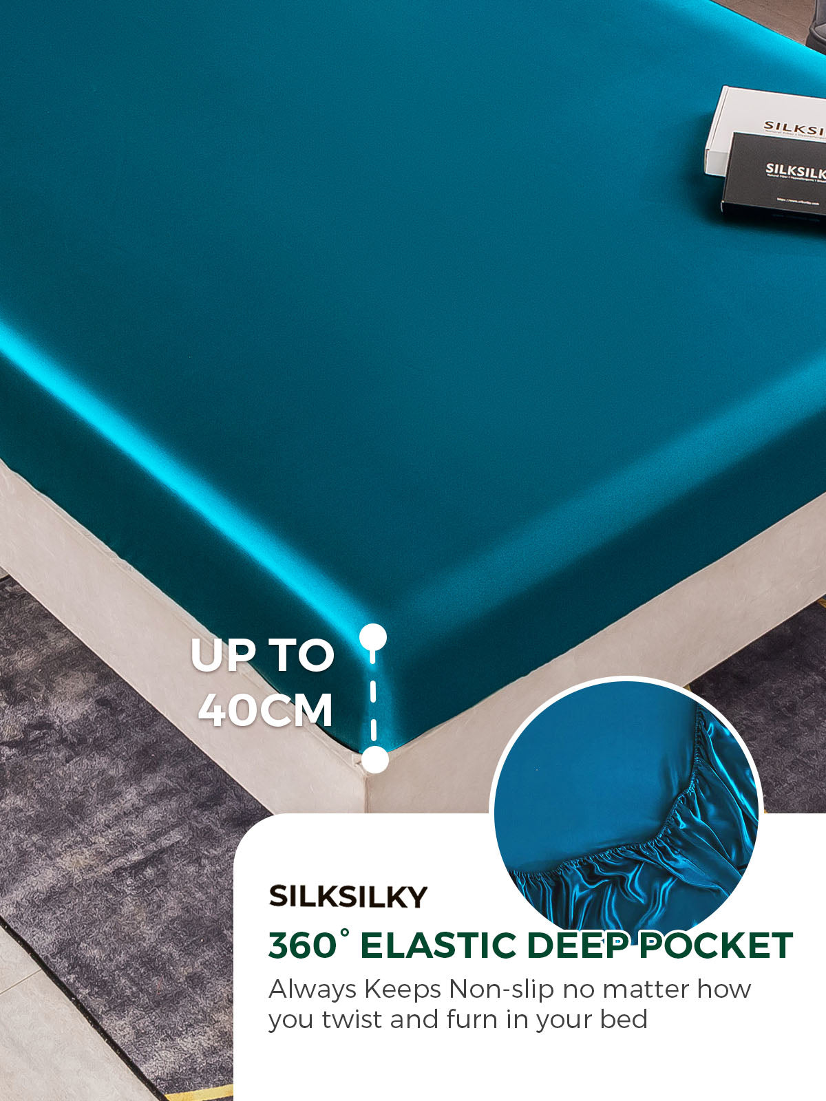 [Teal] SilkSilky-AU 22Momme Pure Silk Bedding Set 004