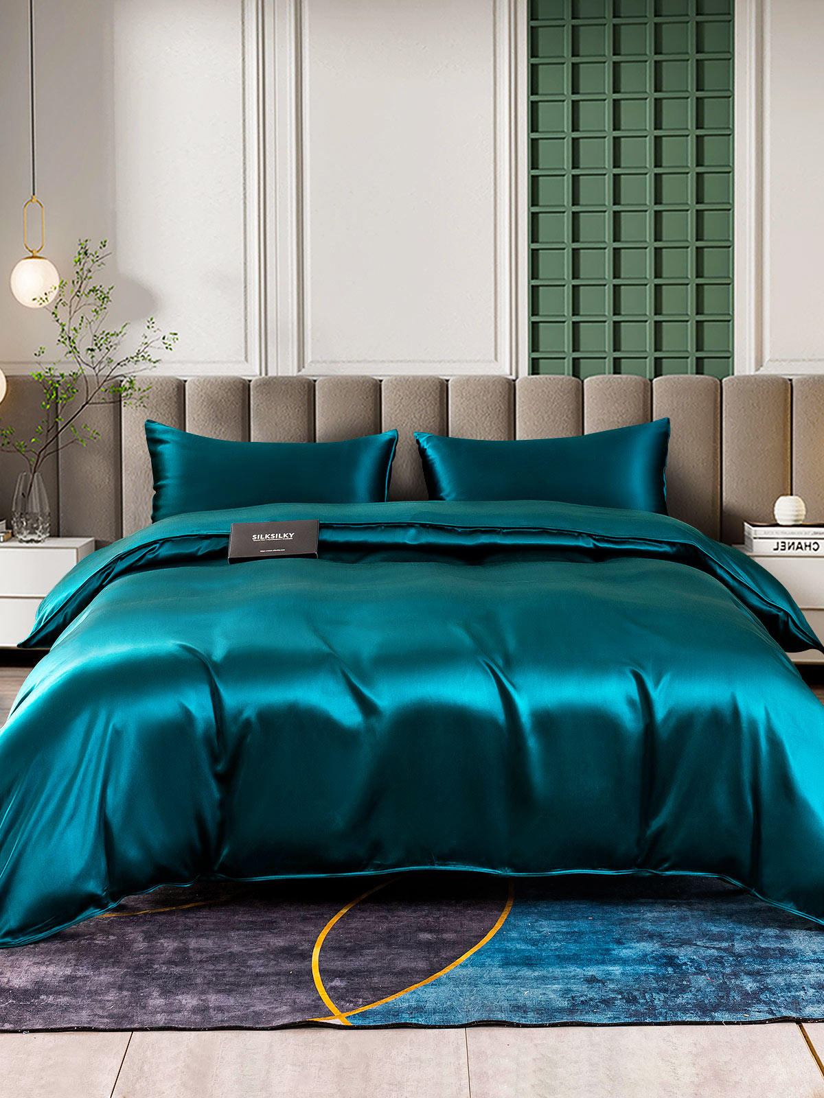 [Teal] SilkSilky-AU 25Momme Pure Silk Bedding Set 002