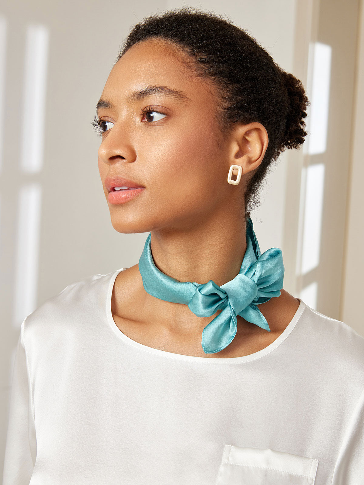[Teal] SilkSilky-AU Pure Silk Scarf 002