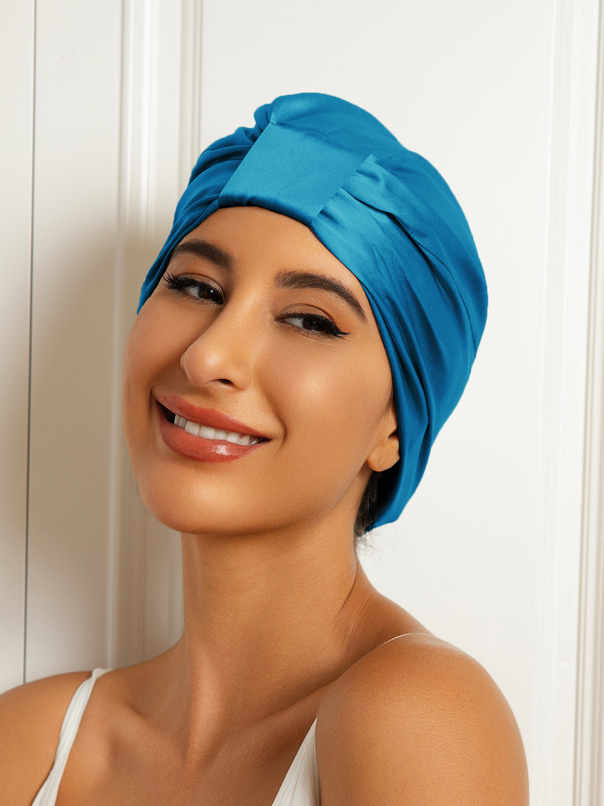 [Teal] SilkSilky-AU Pure Silk Sleep Cap 001