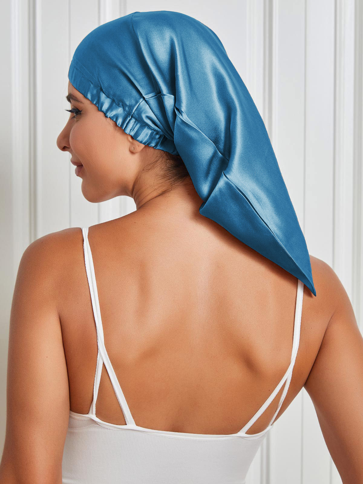 [Teal] SilkSilky-AU Pure Silk Sleep Cap 001