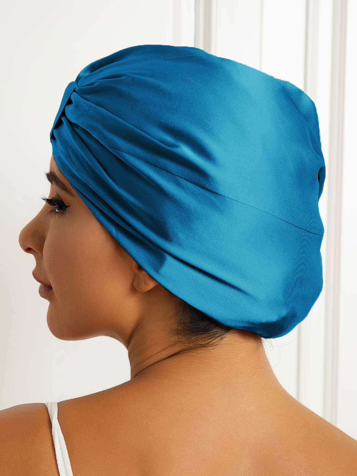 [Teal] SilkSilky-AU Pure Silk Sleep Cap 004