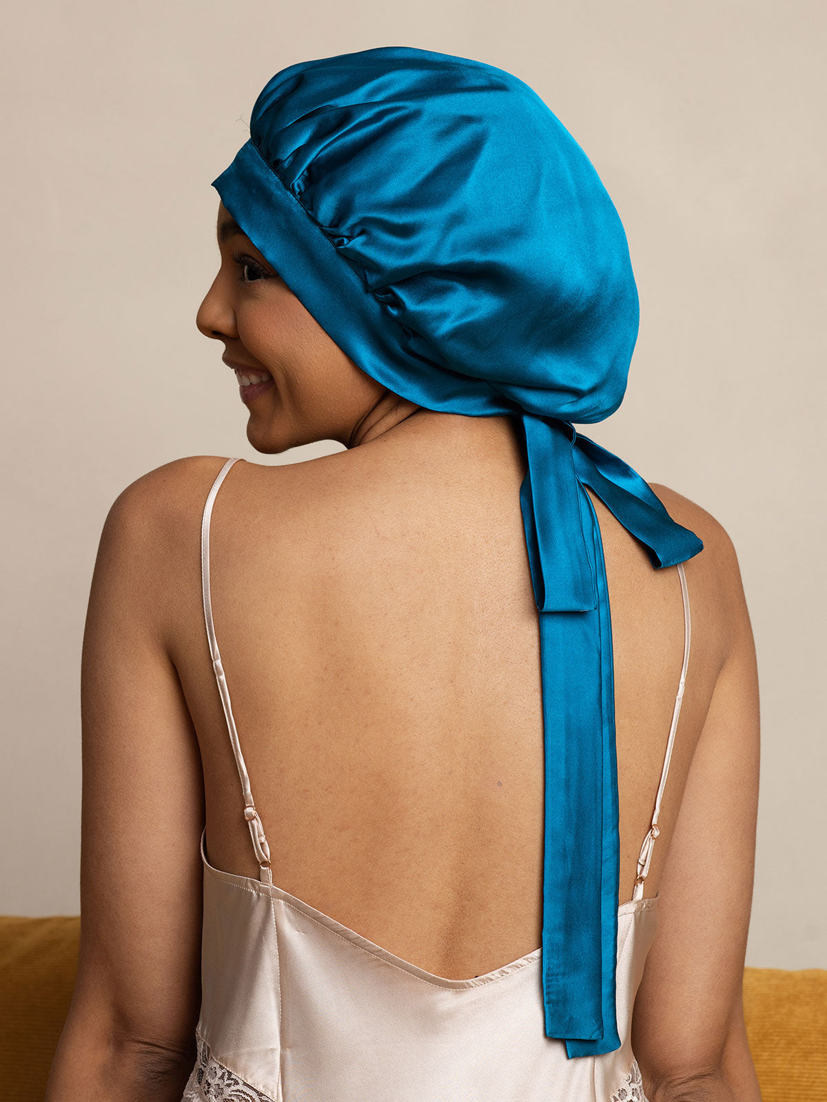 [Teal] SilkSilky-AU Pure Silk Sleep Cap 005
