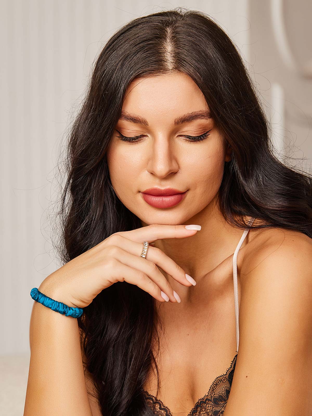 [Teal] SilkSilky-AU 19Momme Scrunchie 002