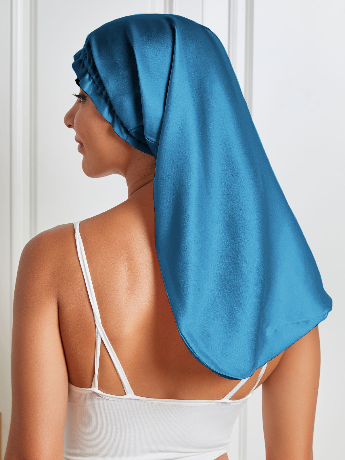 [Teal] SilkSilky-AU Pure Silk Sleep Cap 006