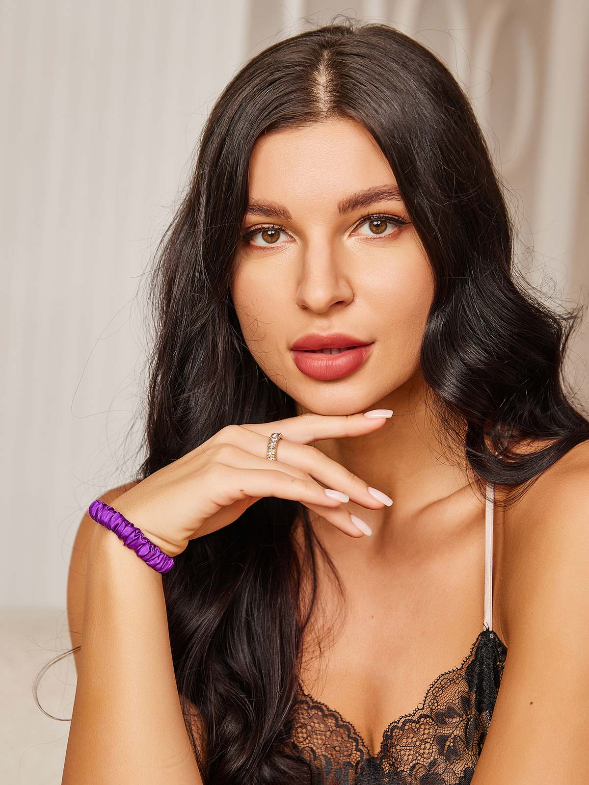 [Purple] SilkSilky-AU 19Momme Scrunchie 002