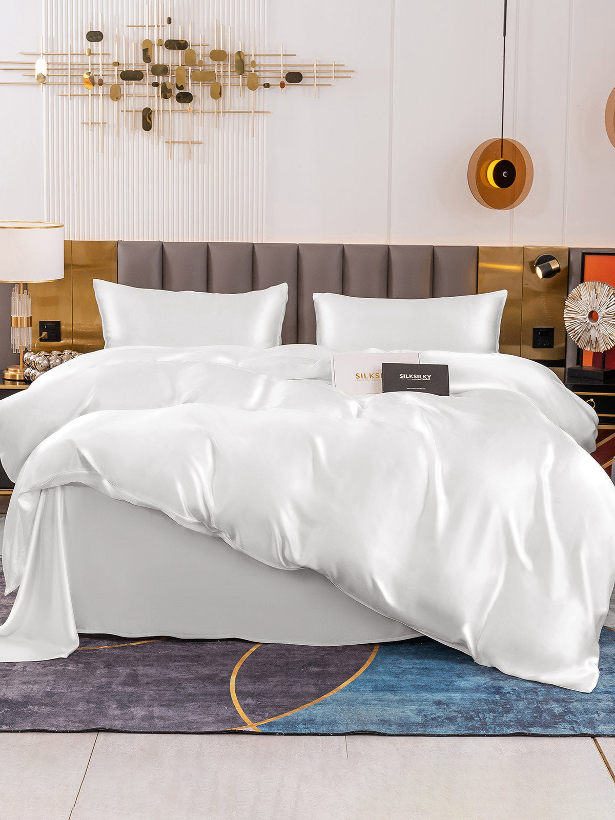 [White] SilkSilky-AU 19Momme Pure Silk Bedding Set 002