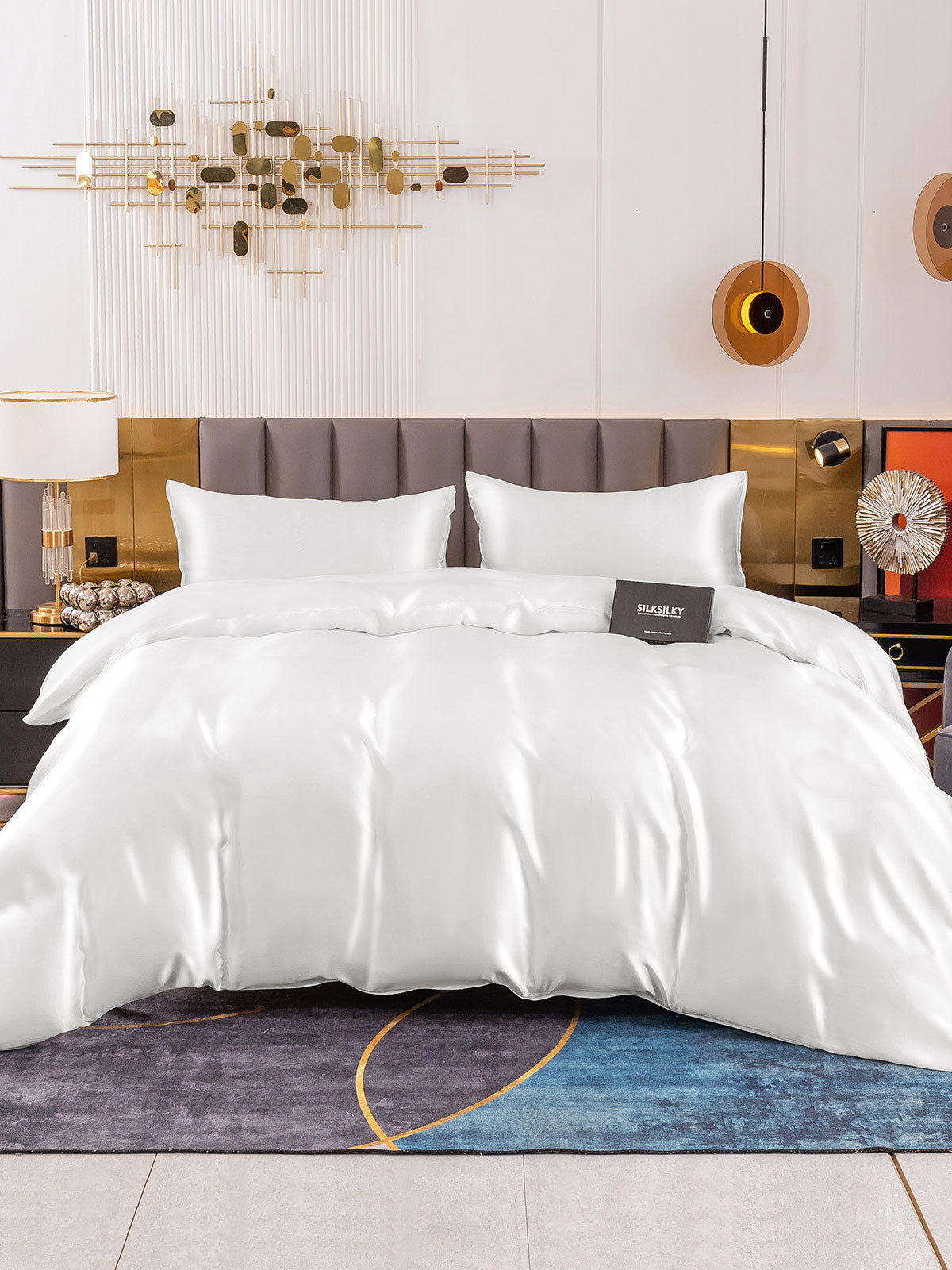 [White] SilkSilky-AU 19Momme Pure Silk Bedding Set 002
