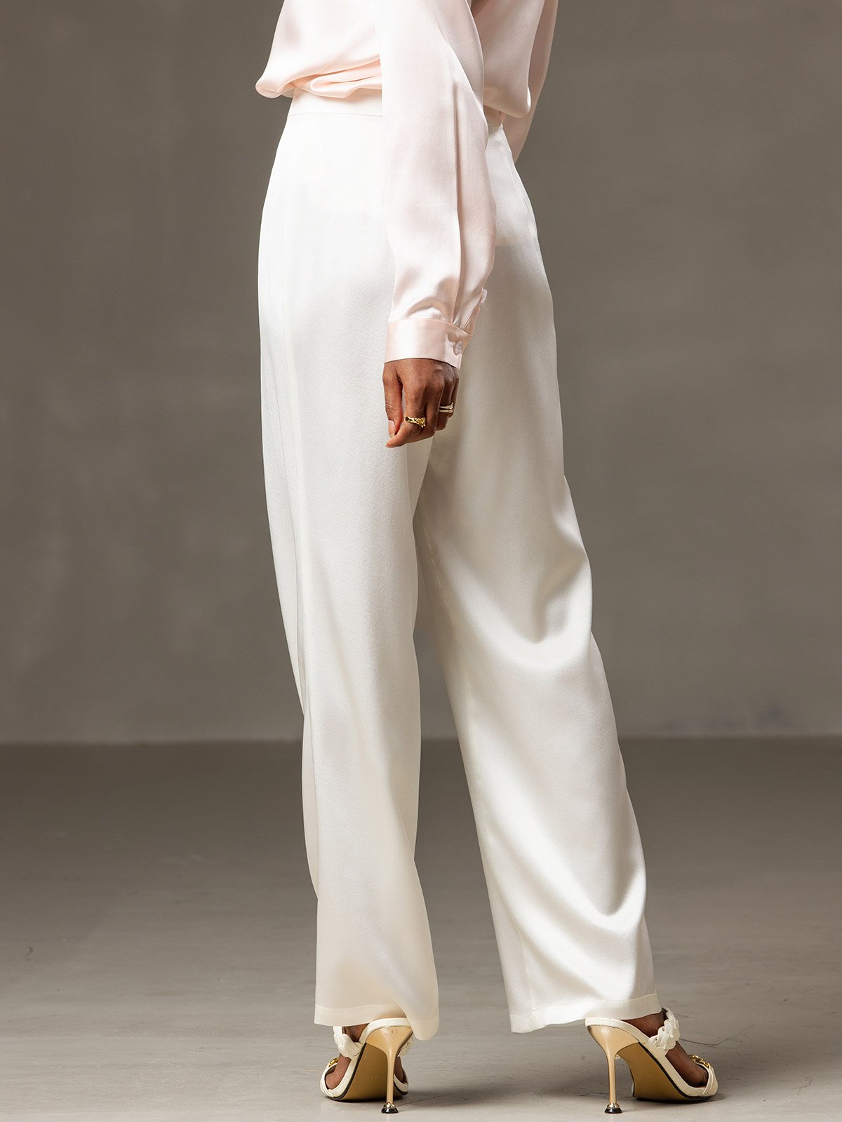[White] SilkSilky-AU 19Momme Silk Womens Pants 002