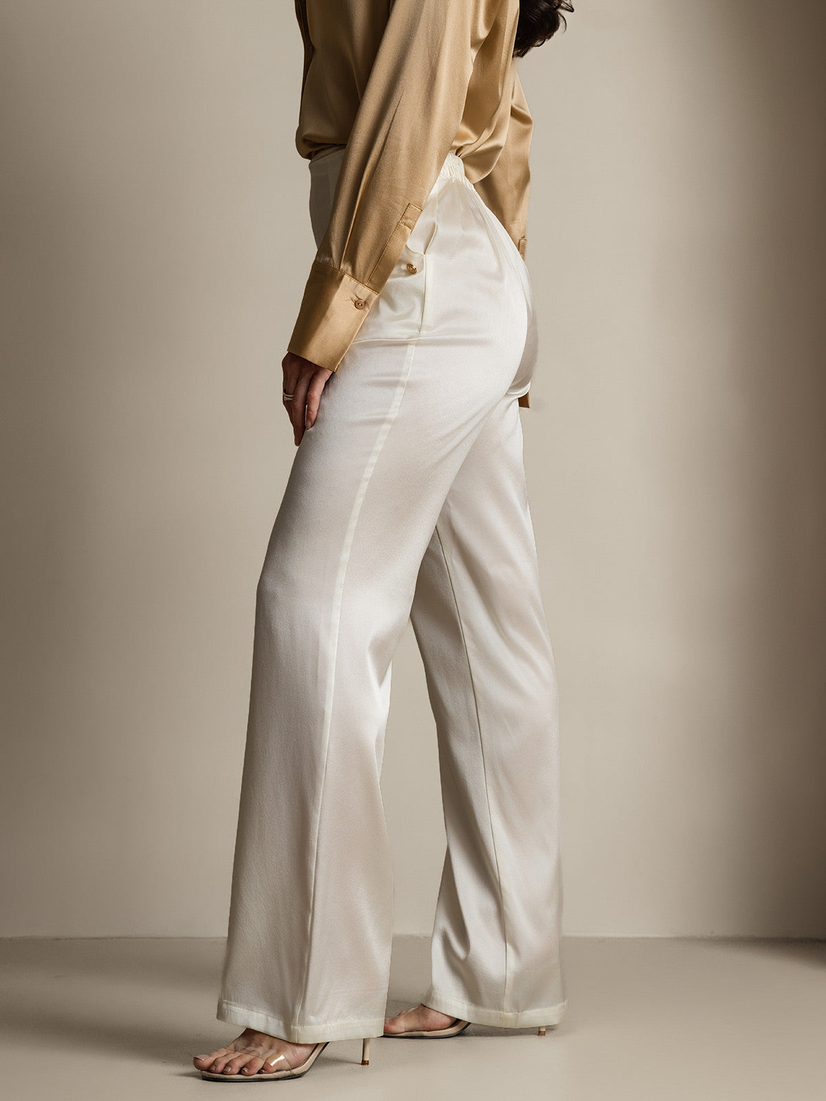 [White] SilkSilky-AU 19Momme Silk Womens Pants 007