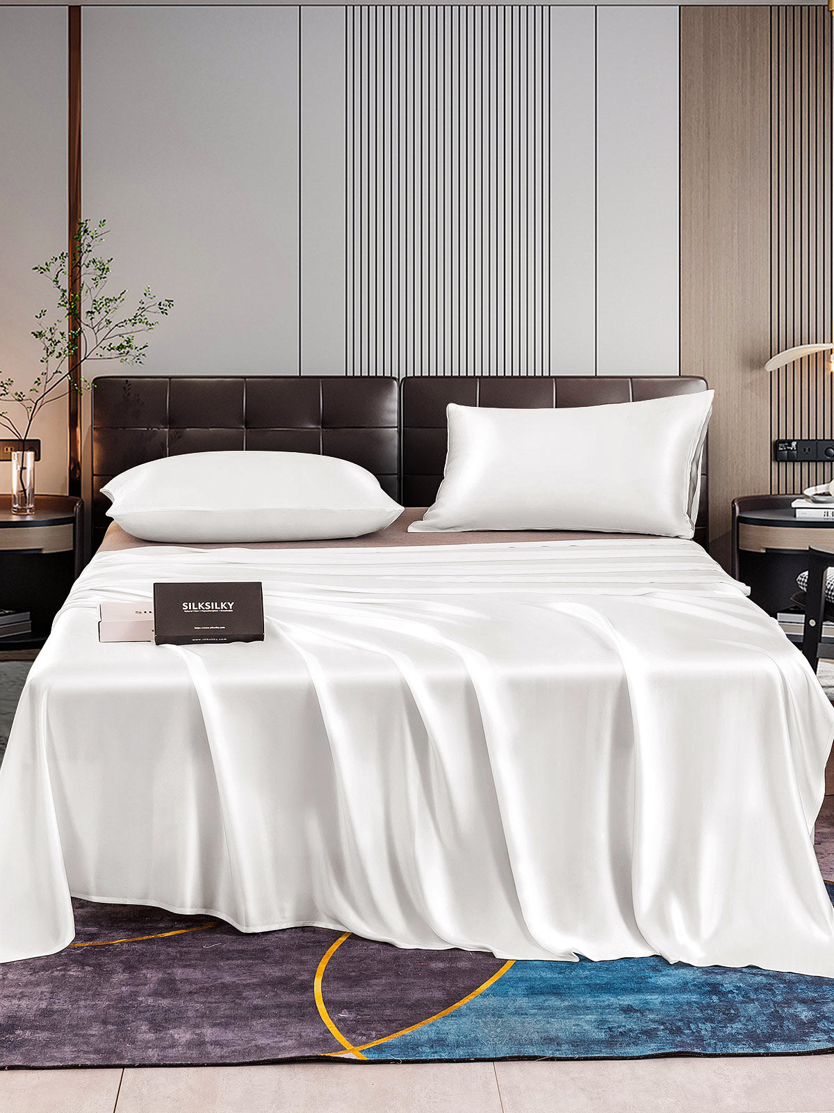 [White] SilkSilky-AU 22Momme Pure Silk Bedding Set 001