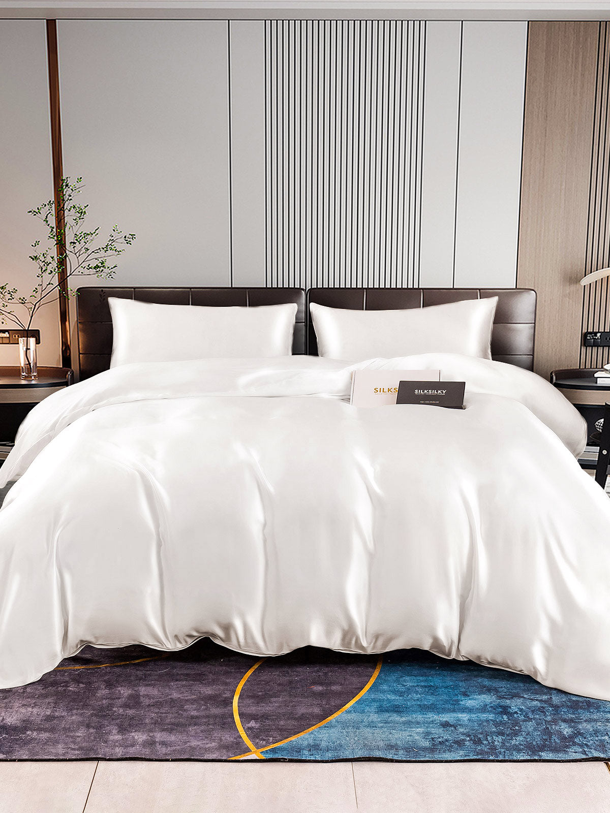 [White] SilkSilky-AU 22Momme Pure Silk Bedding Set 001