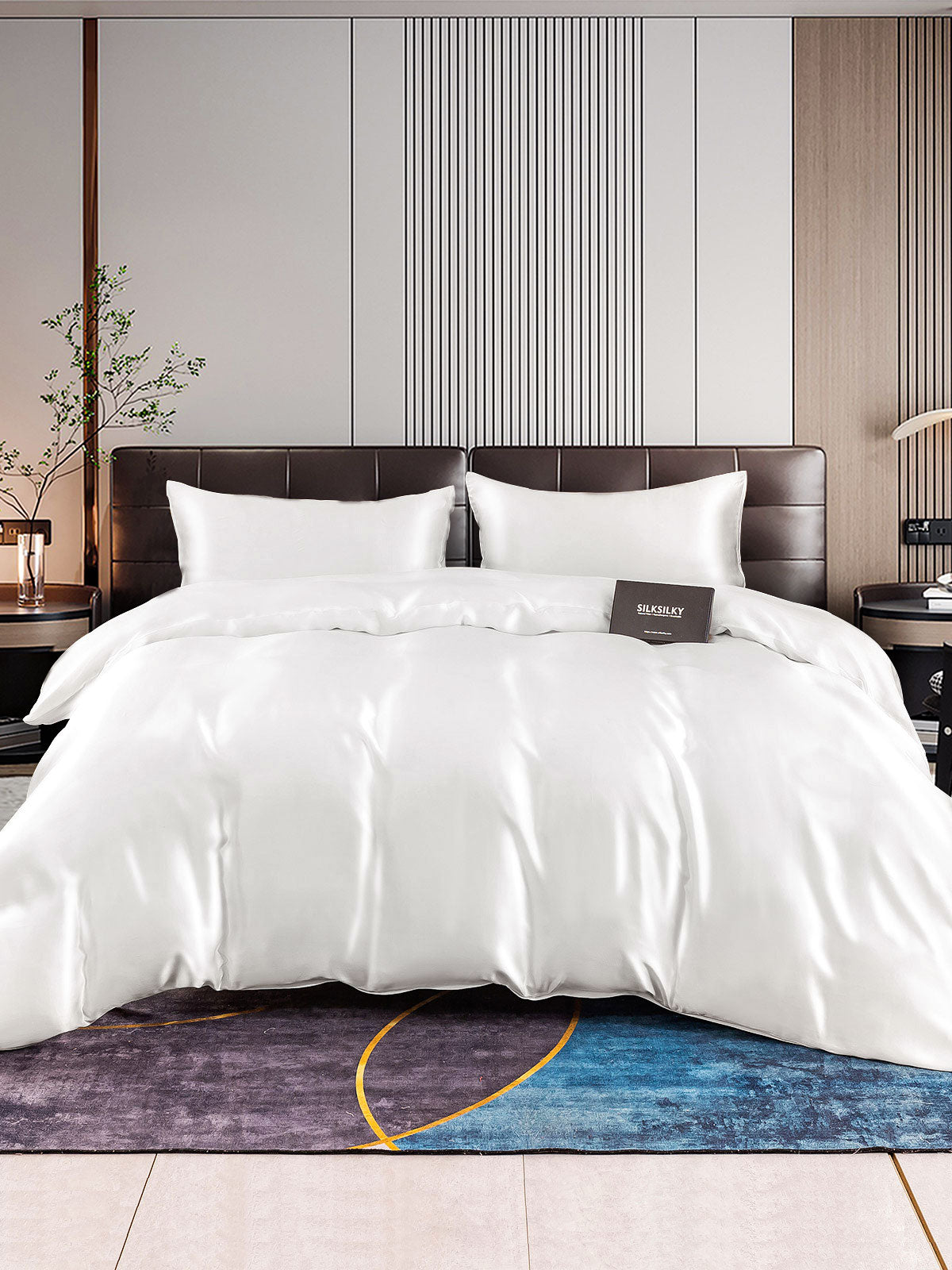 [White] SilkSilky-AU 22Momme Pure Silk Bedding Set 001