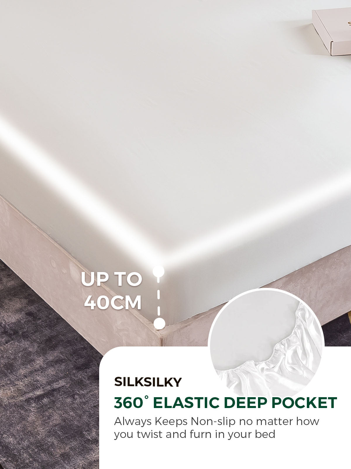 [White] SilkSilky-AU 22Momme Pure Silk Bedding Set 004