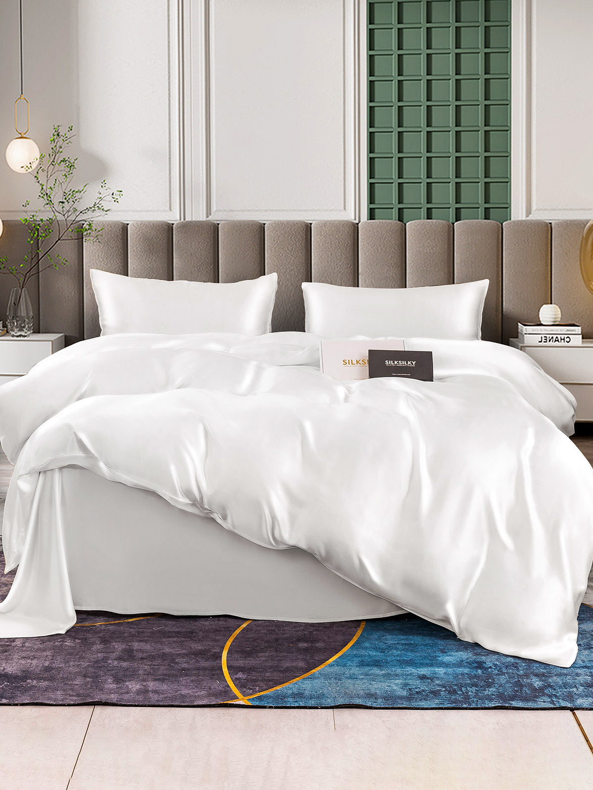 [White] SilkSilky-AU 25Momme Pure Silk Bedding Set 001