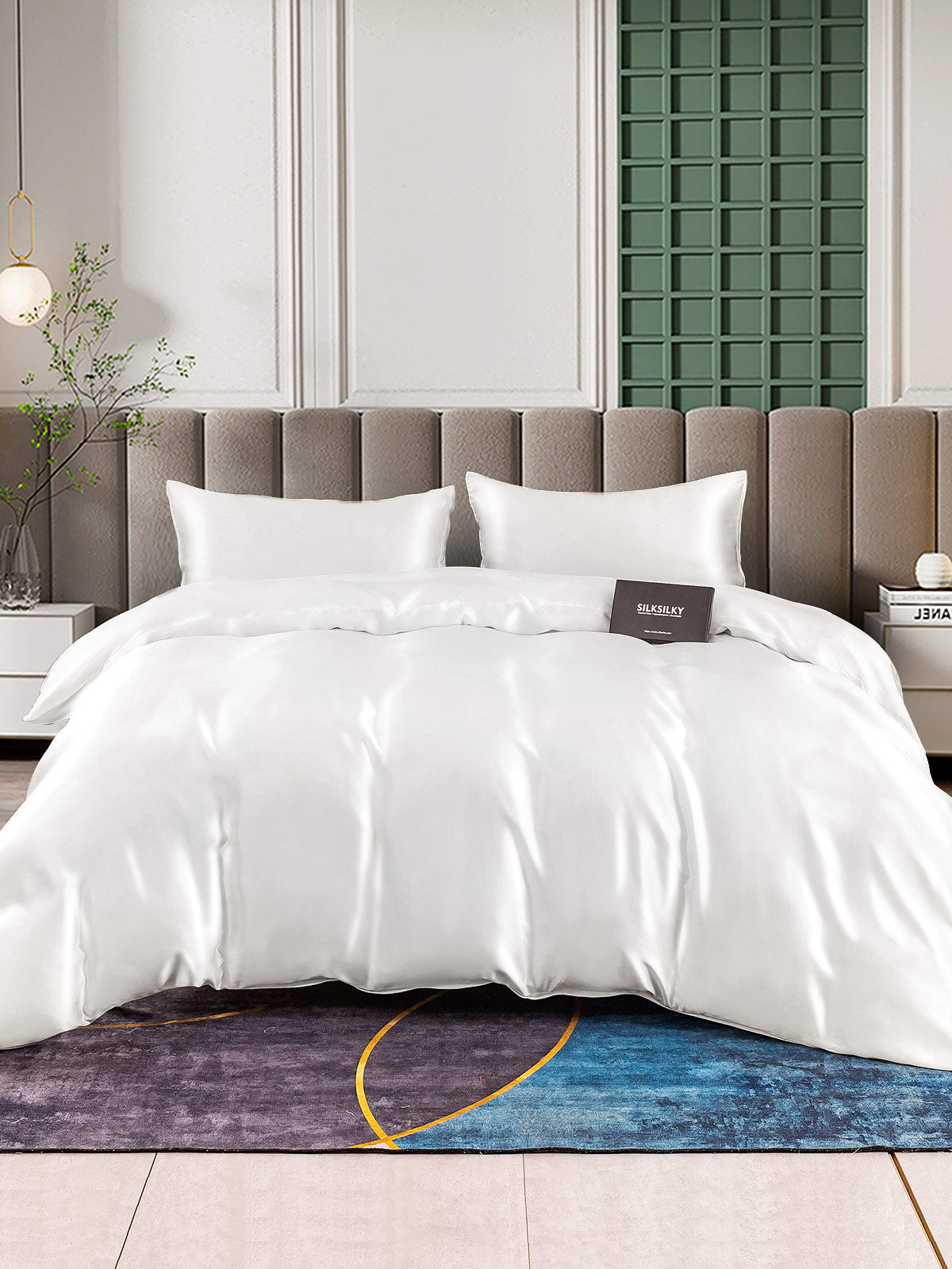 [White] SilkSilky-AU 25Momme Pure Silk Bedding Set 002