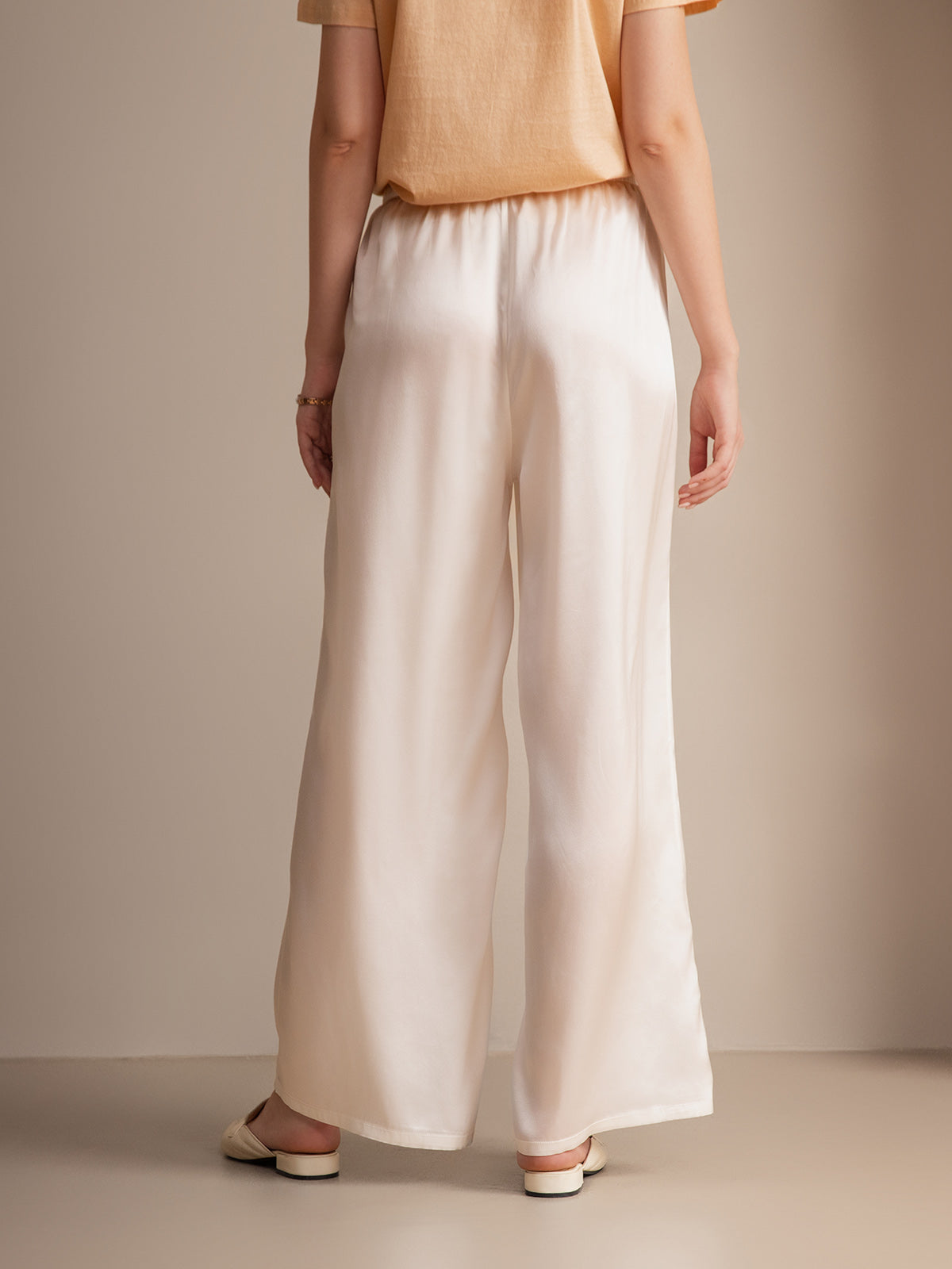 [White] SilkSilky-AU Pure Silk Womens Pants 001