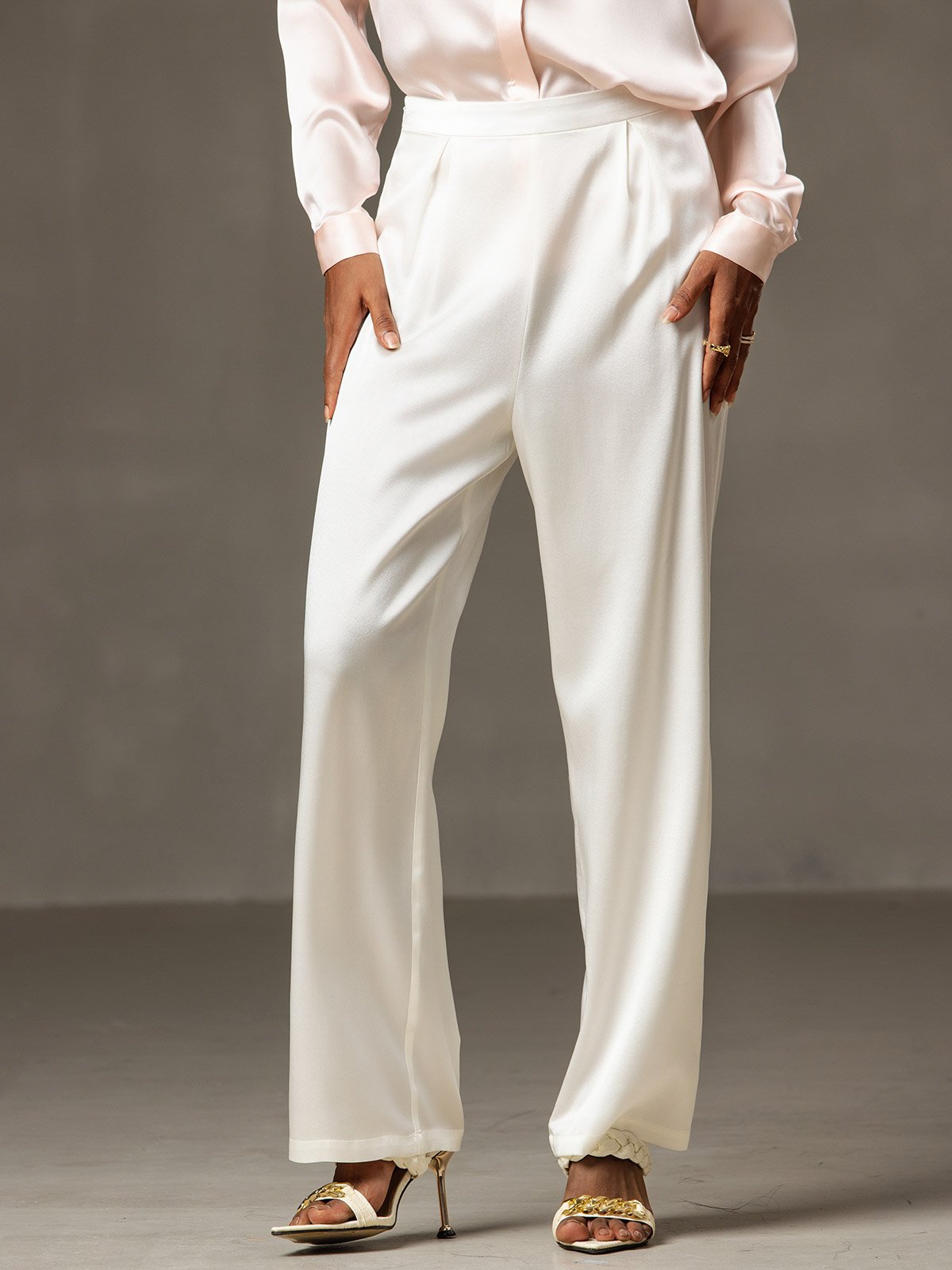 [White] SilkSilky-AU Women's Pants 001