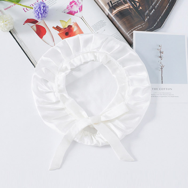 [White] SilkSilky-AU Pure Silk Sleep Cap 004