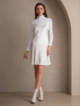 [White] SilkSilky-AU Spaghetti Strap V Neck Dress 006