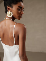 [White] SilkSilky-AU Sleeveless Cowl Neck Dress 002