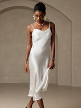 [White] SilkSilky-AU Sleeveless Cowl Neck Dress 006