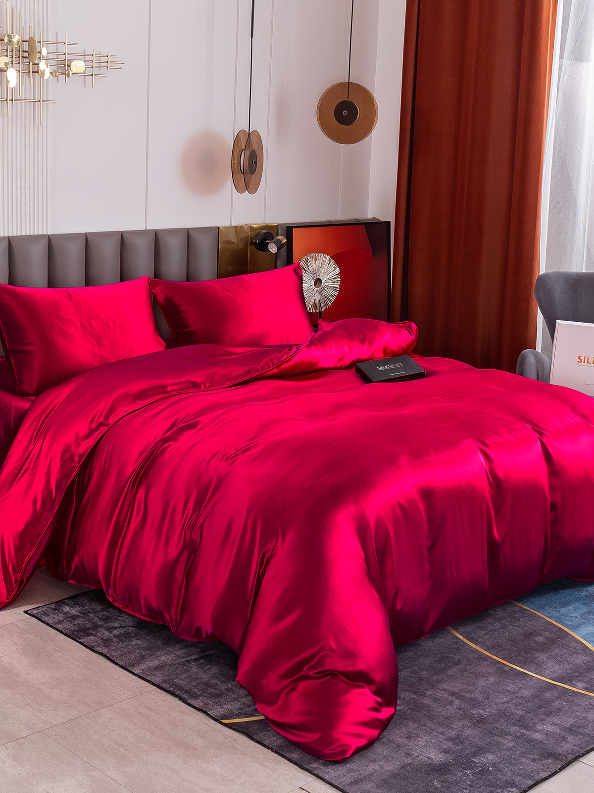 [Wine] SilkSilky-AU 19Momme Pure Silk Bedding Set 001