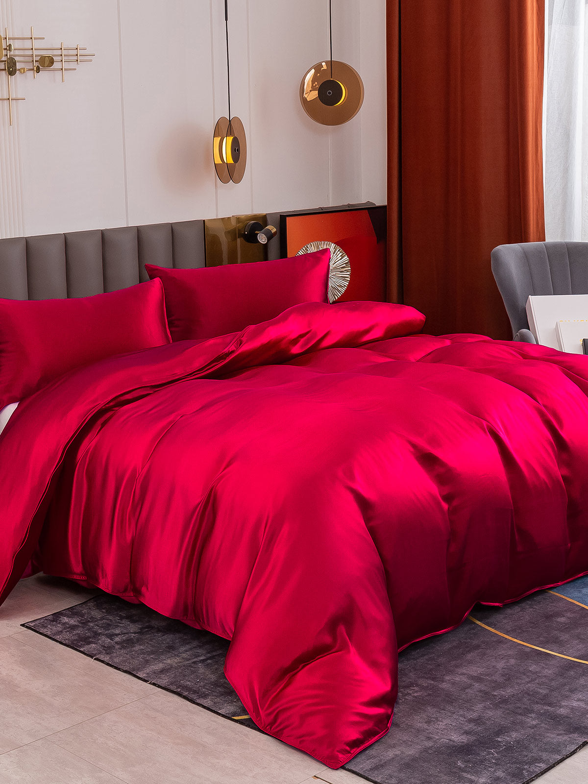 [Wine] SilkSilky-AU 19Momme Pure Silk Bedding Set 001