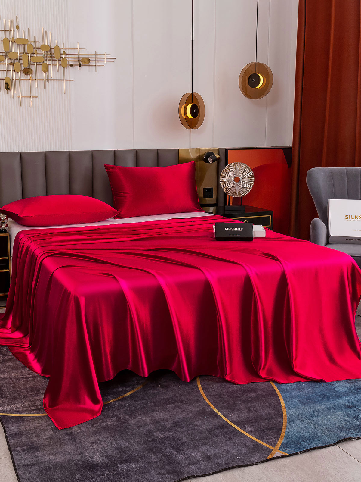 [Wine] SilkSilky-AU 19Momme Pure Silk Bedding Set 002