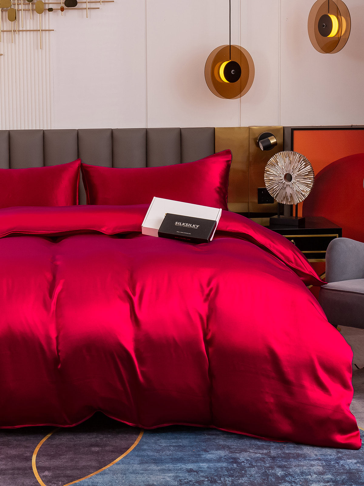 [Wine] SilkSilky-AU 19Momme Pure Silk Bedding Set 002