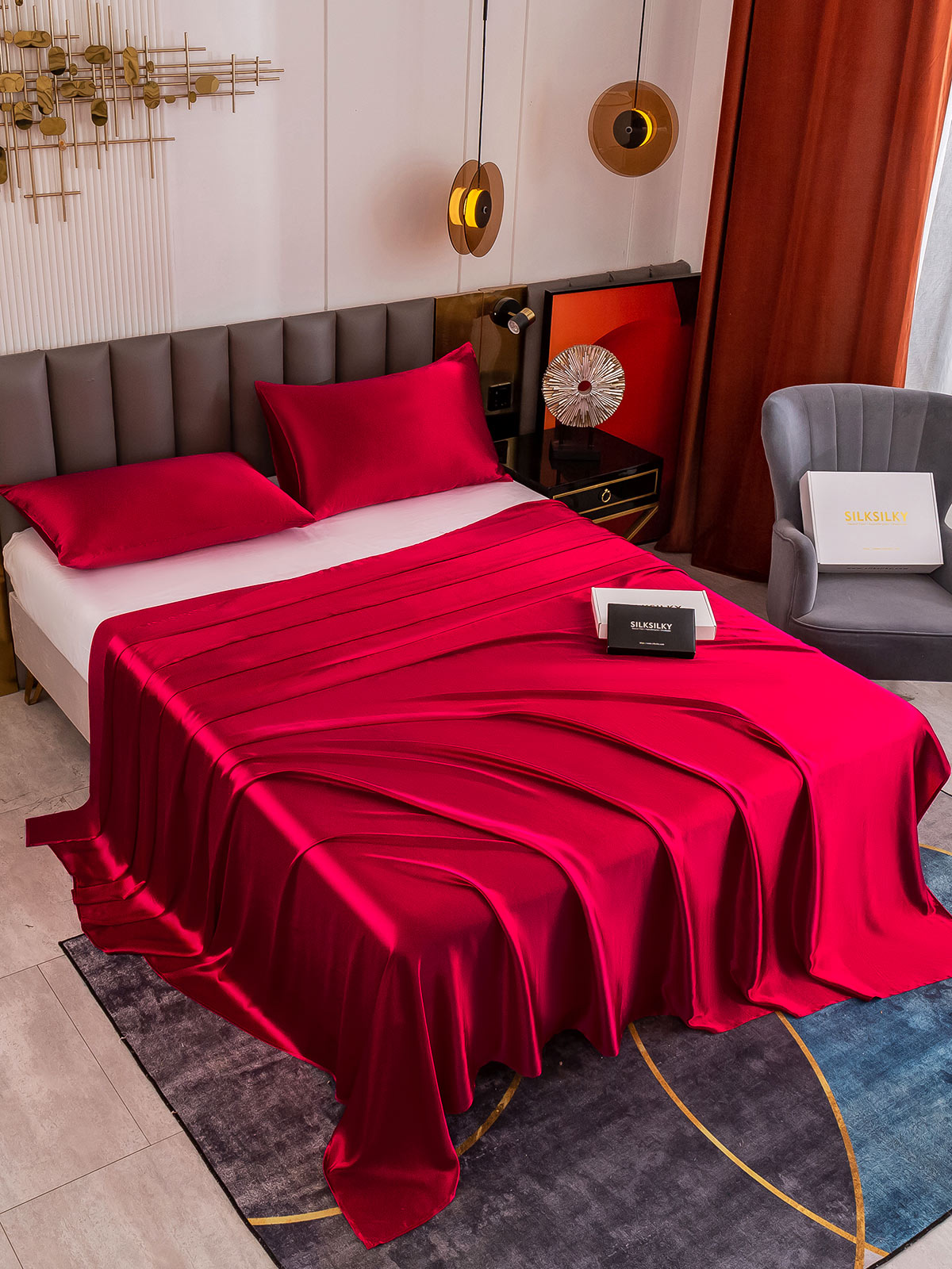 [Wine] SilkSilky-AU 19Momme Pure Silk Bedding Set 003