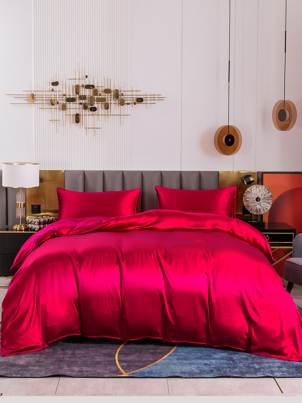 [Wine] SilkSilky-AU 19Momme Pure Silk Bedding Set 004