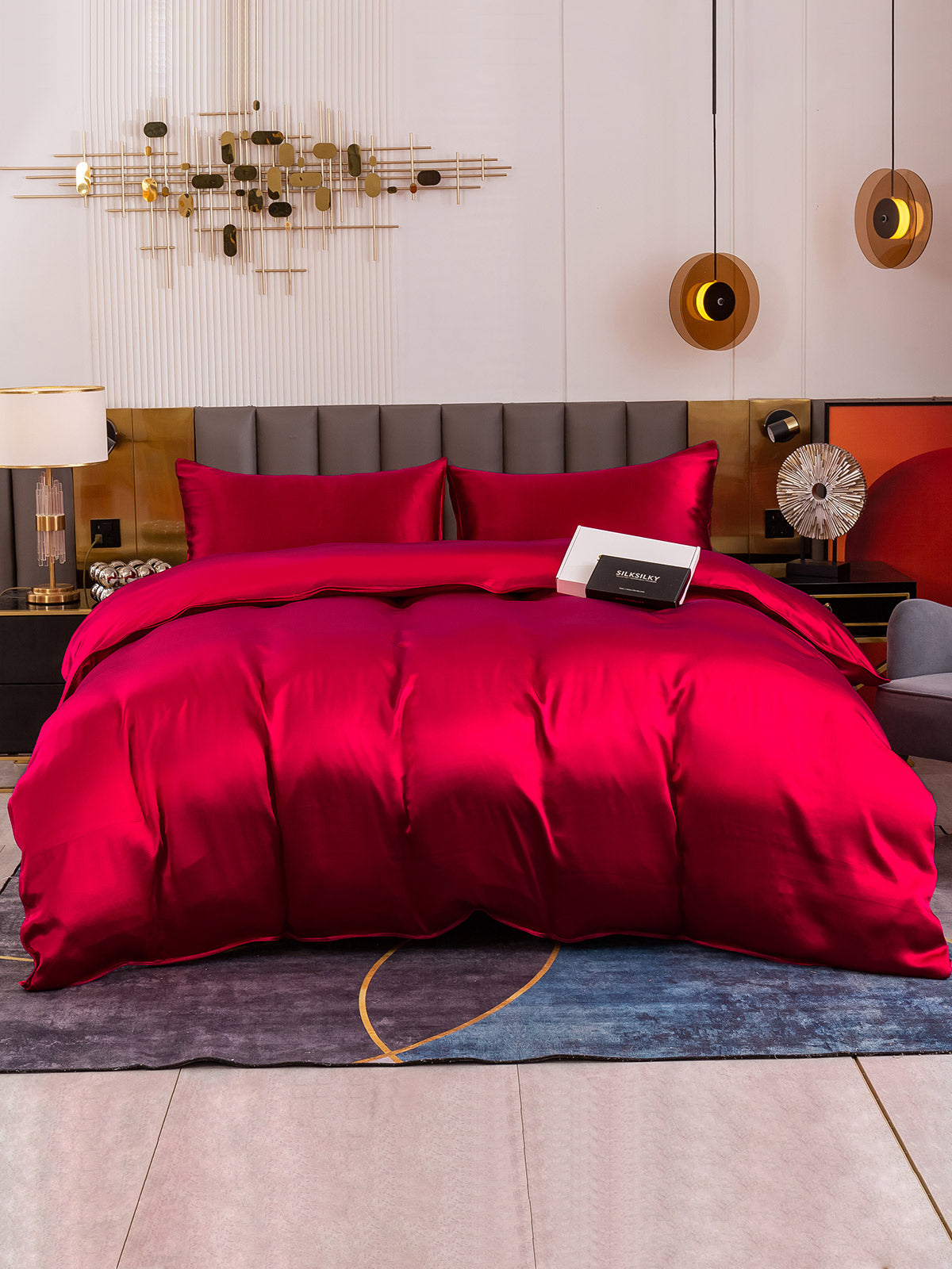 [Wine] SilkSilky-AU 19Momme Pure Silk Bedding Set 004