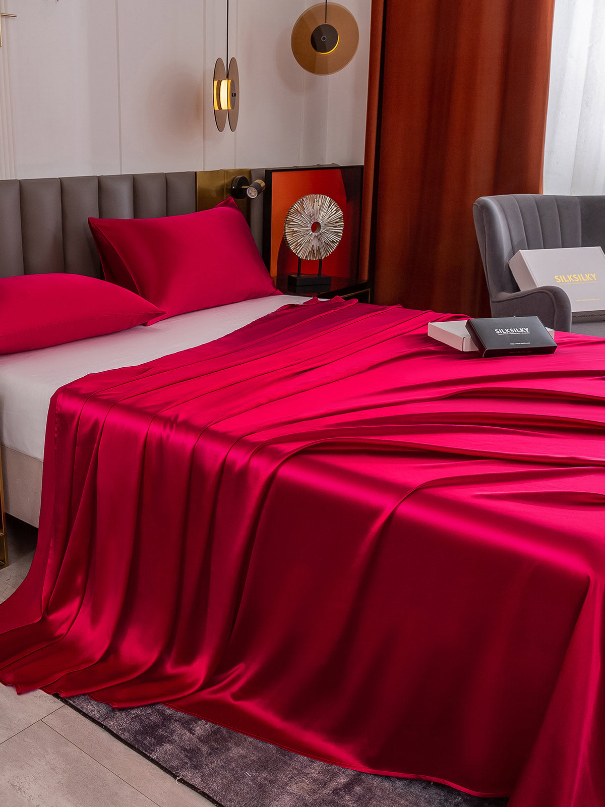 [Wine] SilkSilky-AU 19Momme Pure Silk Bedding Set 005