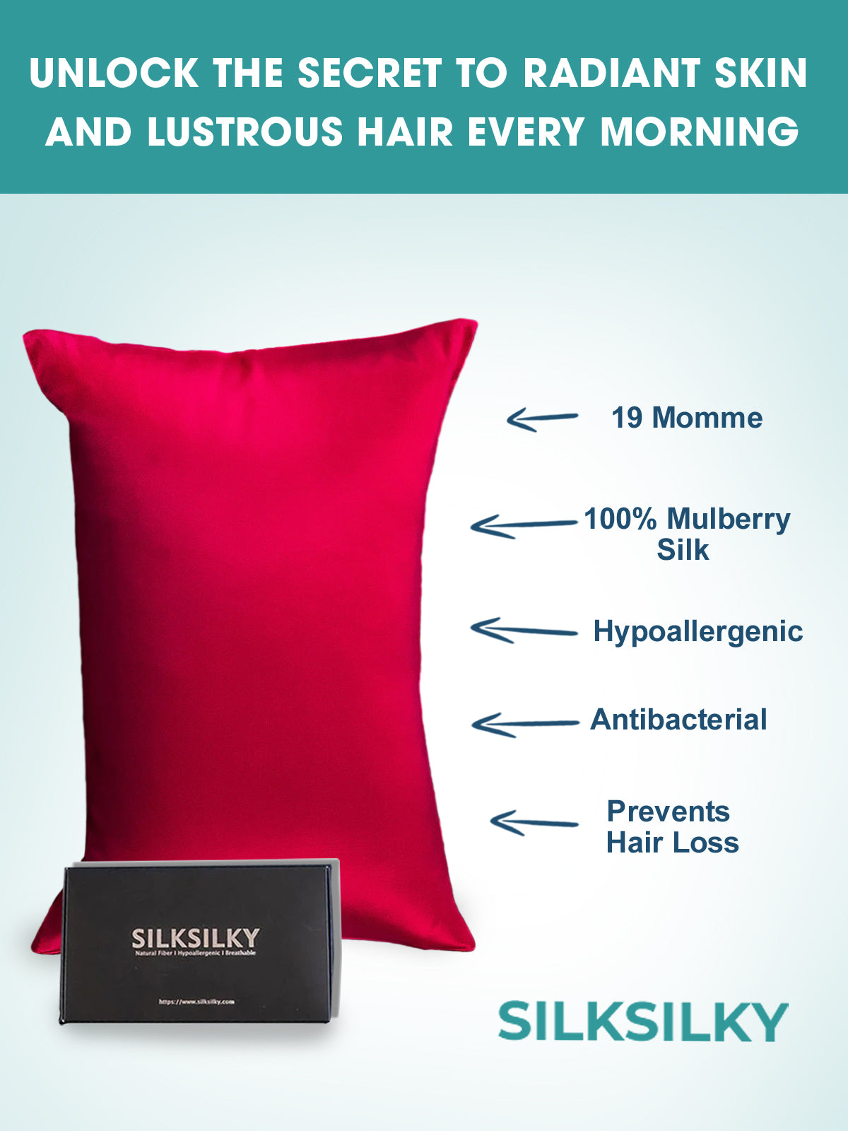[Wine] SilkSilky-AU 19Momme Pure Silk Pillowcase 002