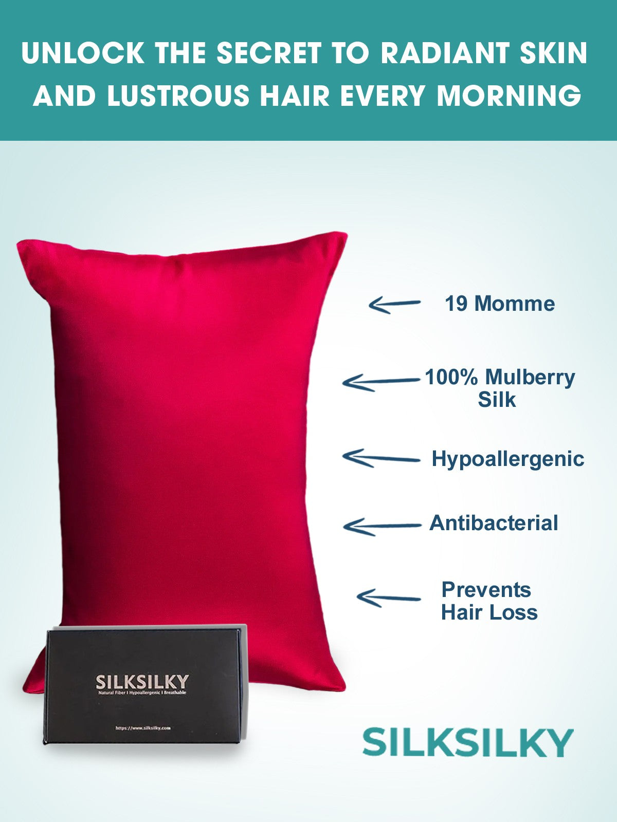 [Wine] SilkSilky-AU 19Momme Pure Silk Pillowcase 002