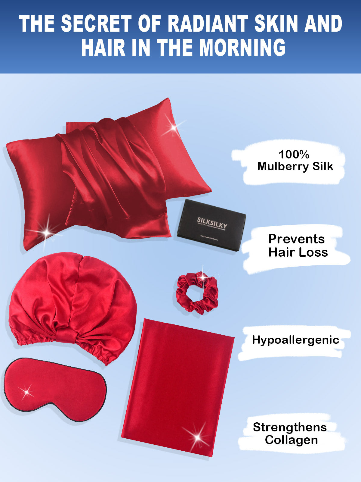 [Wine] SilkSilky-AU 19Momme Pure Silk Pillowcase Set 002