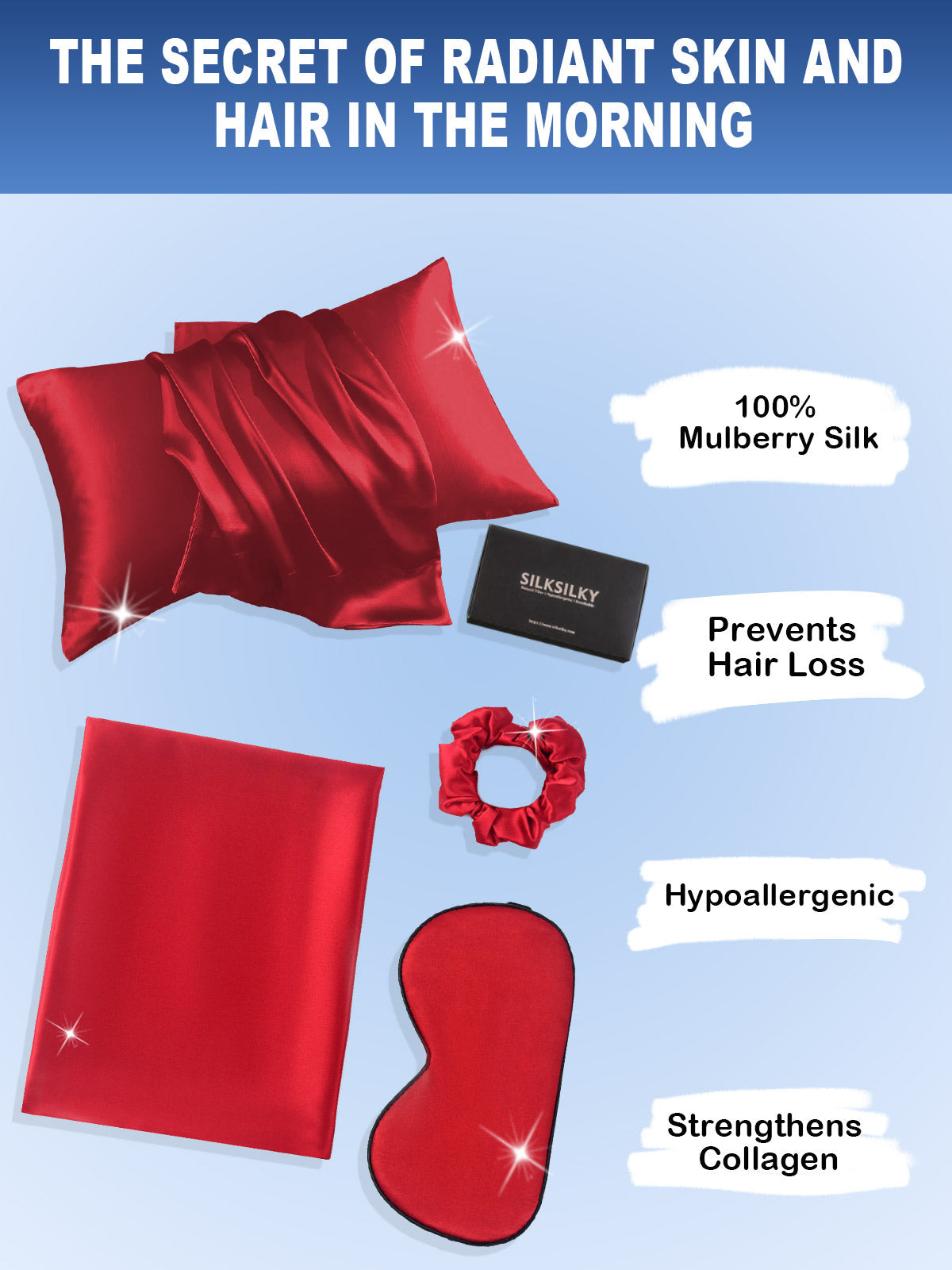 [Wine] SilkSilky-AU 19Momme Pure Silk Pillowcase Set 002