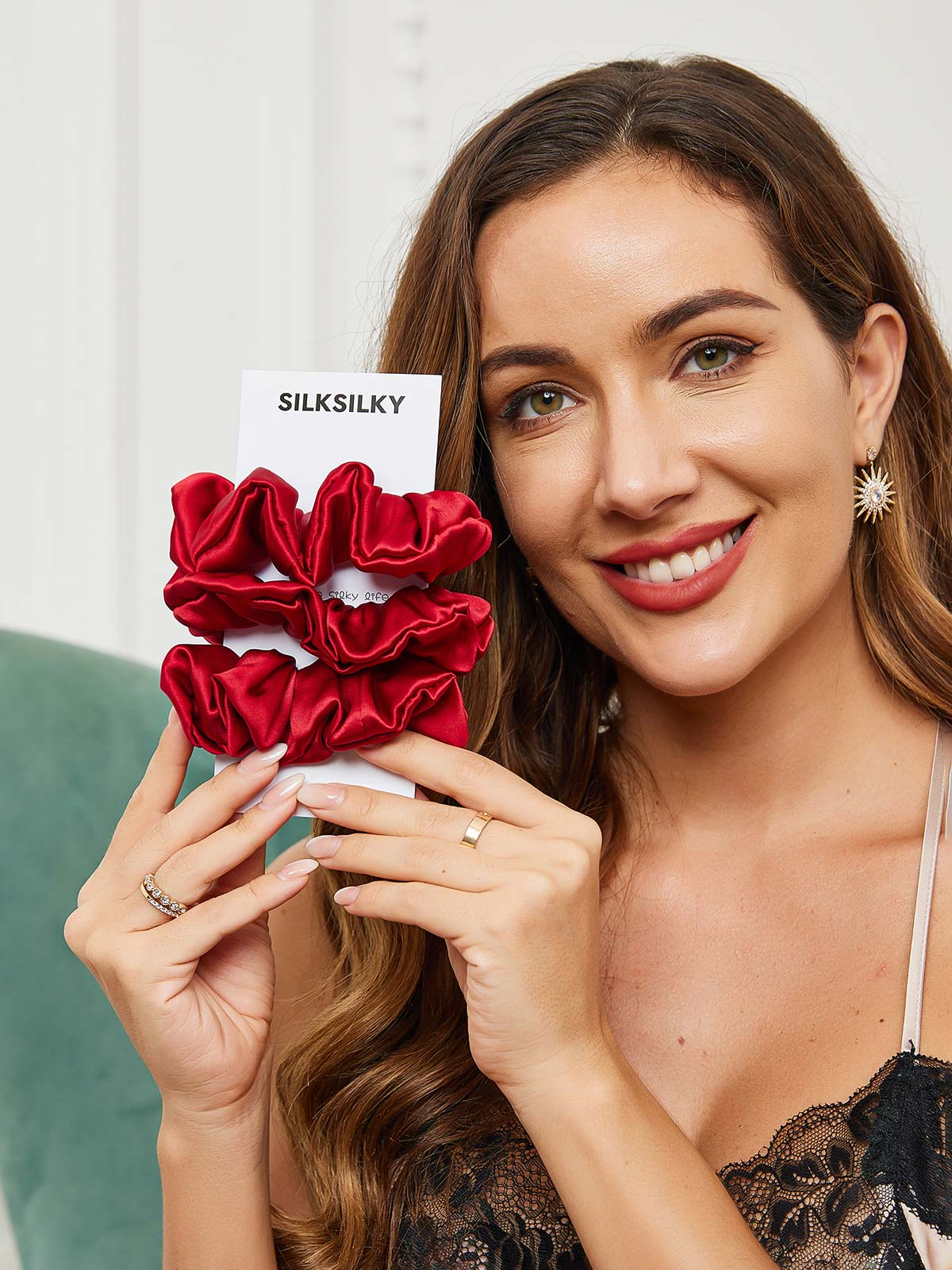 [Wine] SilkSilky-AU 19Momme Pure Silk Scrunchie 001