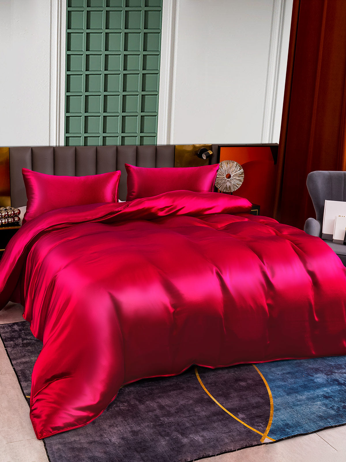 [Wine] SilkSilky-AU 25Momme Pure Silk Bedding Set 004