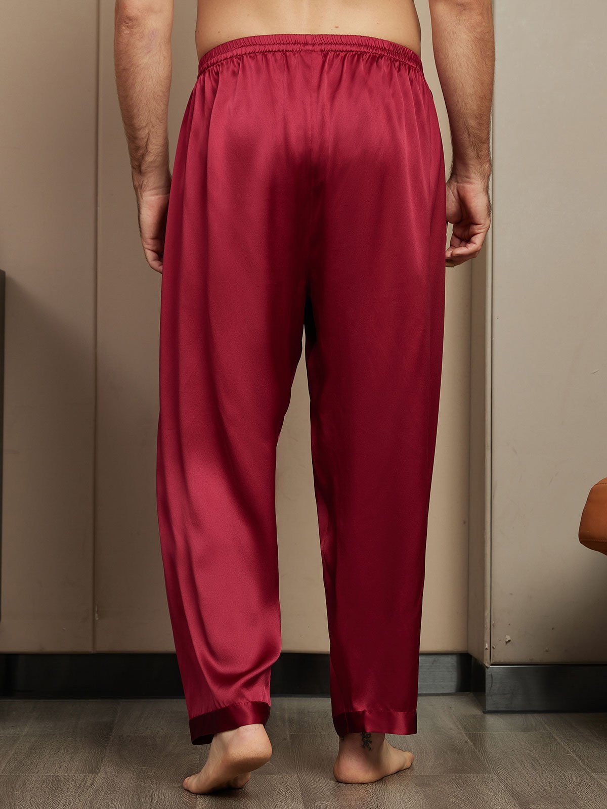 [Wine] SilkSilky-AU Pure Silk Mens Sleep Bottoms 002