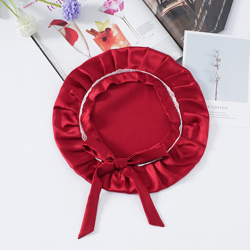 [Wine] SilkSilky-AU Pure Silk Sleep Cap 004